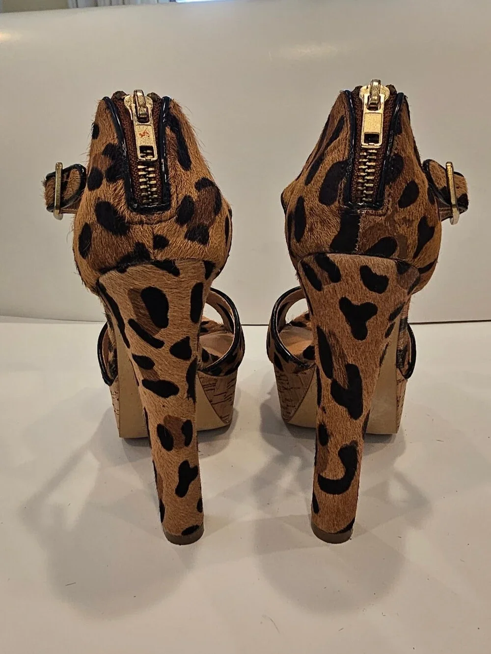 Steve Madden Gorjuss Leopard Print Cork Platform Heel 6.5